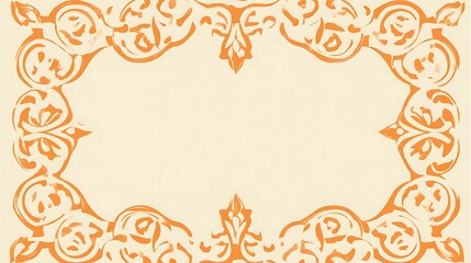 Orange Floral Frame Design Abstract Art Background