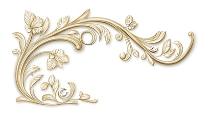 Elegant Gold Filigree Floral Design Element