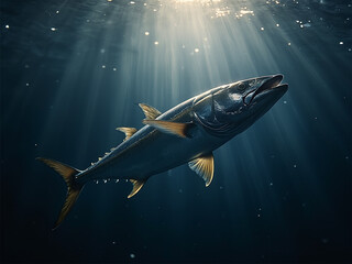 bluefin tuna fish swimming in the sea