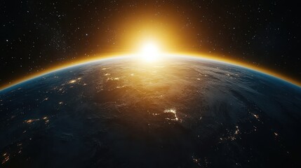 Naklejka premium Sunrise Earth: A Breathtaking View from Space