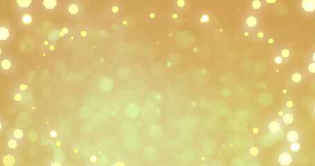 Image of christmas fairy lights flickering over gold background