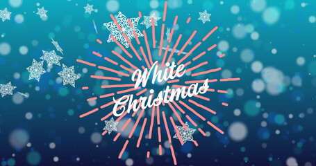 Image of christmas greetings text over snow falling on blue background © vectorfusionart