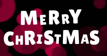 Image of christmas greetings text over red spots falling on black background © vectorfusionart