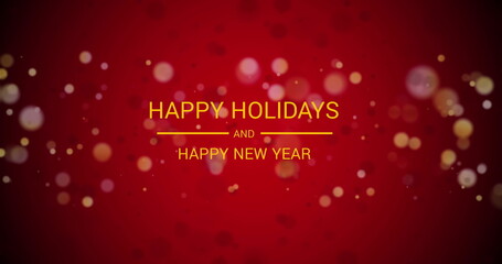 Image of christmas greetings text over snow falling on red background © vectorfusionart