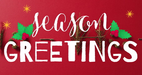 Image of christmas greetings text over christmas decorations © vectorfusionart