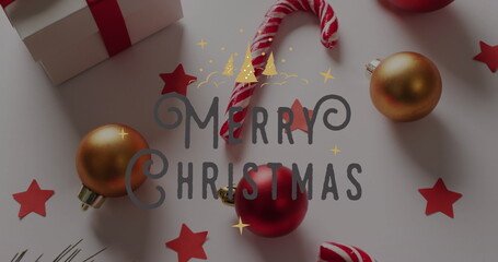 Image of christmas greetings text over christmas decorations © vectorfusionart
