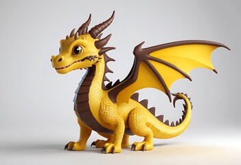 Adorable Cartoon Dragon with Yellow and Brown Scales. Generative AI