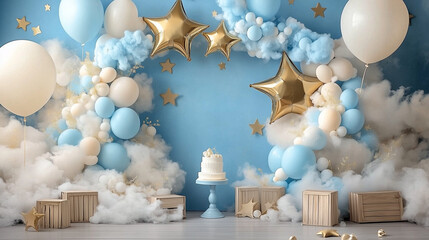  Dreamy Pastel Balloon Arch and Cake Smash Setup - Perfect for First Birthday Parties.