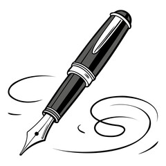 Pen Black Silhouette Vector Illustration Isolated on a transparent background