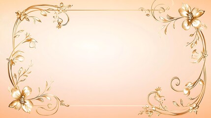 Elegant Gold Floral Frame Design on Peach Background