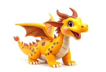 Fototapeta premium Cute cartoon dragon character, perfect for kids' products. Generative AI