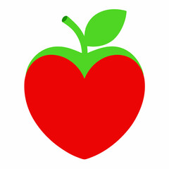 Red and green apple heart isolated. Modern Valentines love sign. Beautiful fresh fruit. vector illustration.