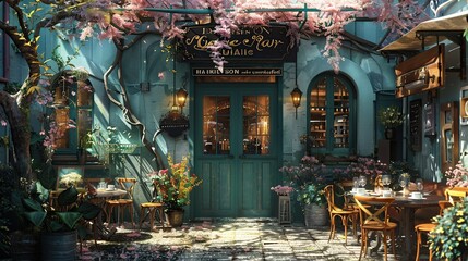 Cozy Spring Cafe With a Friendly Ambience and Rustic Floral Decor