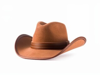 A Classic Cowboy Hat on a Clean White Background for Versatile Uses in Graphic Design, Advertising, and Western-Themed Projects