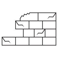 Cracked wall icon vector