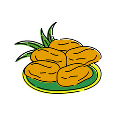 A plate of dates, a significant food item used to break the fast during Ramadan.