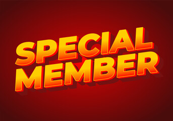 Special member. Text effect in modern colors with 3D effect look