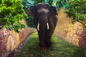 An Impressive Majestic Elephant Strolling Gracefully Through a Beautiful Serene Landscape
