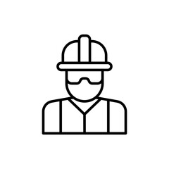 Construction worker outline icons, minimalist vector illustration ,simple transparent graphic element .Isolated on white background