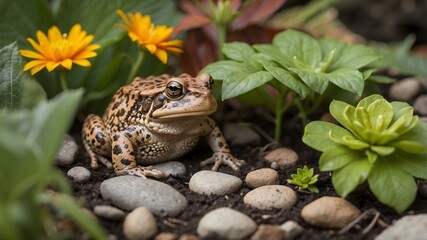 Fototapeta premium Blending In: The Houston Toad’s Camouflage in Nature