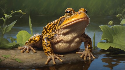 Fototapeta premium Rhythms of the Pond: The Toads’ Mating Calls