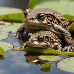 Under Her Watch: A Mother Toad and Her Tadpoles in the Pond