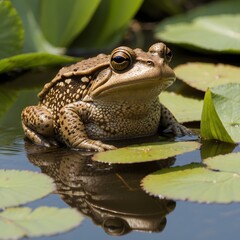 Water&rsquo;s Embrace: A Mother Toad and Her Playful Tadpoles