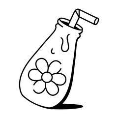 A sketchy style icon of juice bottle 
