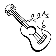 A doodle style icon of a guitar 
