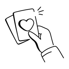 Playing cards icon in hand drawn style 

