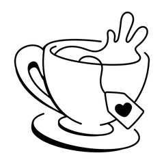 A doodle style icon of tea cup 

