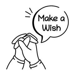 Make wish on birthday icon in doodle style 

