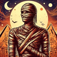Mummy Illustration of a mummy with an ancient Egyptian backgroun