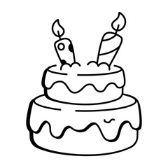 Birthday cake icon in doodle style 

