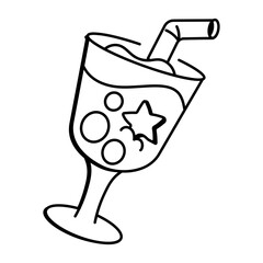 Sparking drink icon in doodle style
