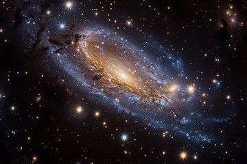 A breathtaking view of a spiral galaxy filled with stars, showcasing the beauty of the universe and cosmic wonders.