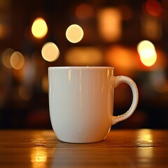 Obraz premium Warm Mug in a Cozy Cafe Setting