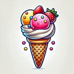 Ice Cream A colorful illustration of ice cream with creamy textu