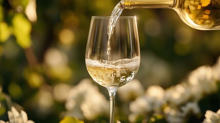A close-up of wine being poured into a crystal glass 