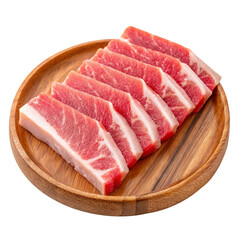 Sliced ​​red pork in a wooden plate