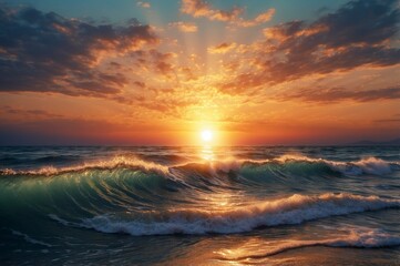 Fototapeta premium sunset on the sea,sunset on the beach,sunset over the sea