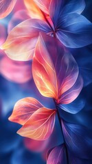 Fototapeta premium Vibrant Hues of Nature: A Close-Up of Illuminated Leaves