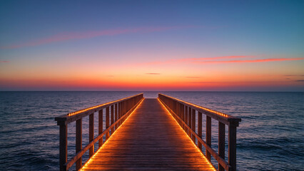 Fototapeta premium Glowing Sunset Over Ocean Pier