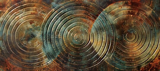 Warm and Natural Rustic Brown and Green Circular Patterns on a Soft Geometric Abstract Background for Stylish Decor