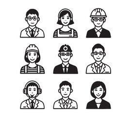 People icon set in flat style. Line icon set. Management line icons. Line Business People. Human resources. office management. with white background Vector illustration.