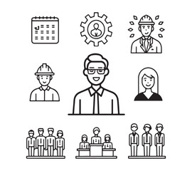People icon set in flat style. Line icon set. Management line icons. Line Business People. Human resources. office management. with white background Vector illustration.