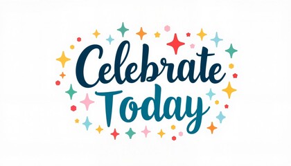 Vibrant and Cheerful Typography Design Featuring Colorful Stars and Celebrate Today Message