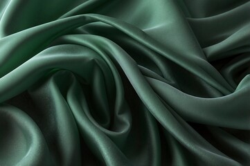 Obraz premium realistic photo, green flowing fabric, fabric flows on the left side