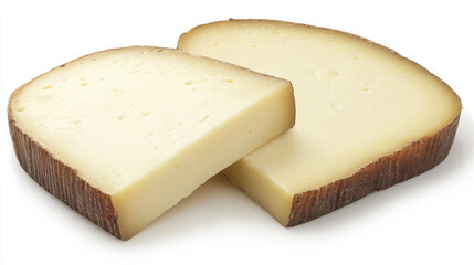tomme de savoie cheese with creamy interior and brown rind slices for gourmet taste and cuisine in high-resolution food photography for appetizer and snack pairing