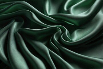 Obraz premium realistic photo, green flowing fabric, fabric flows on the left side